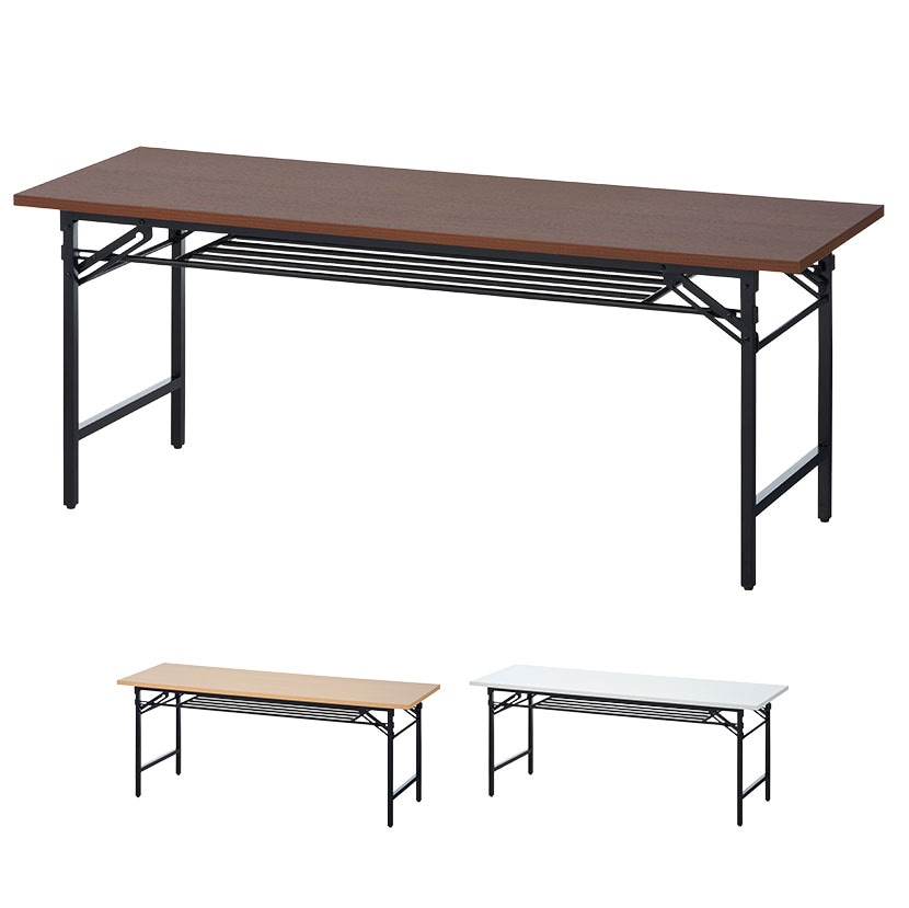 送料無料】 会議用テーブル 折りたたみテーブル 棚付き 幅1800×奥行600