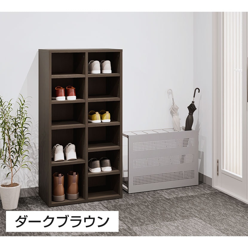 送料無料】 シューズラック 下駄箱 2列6段 12人用 木製 靴箱 シューズ