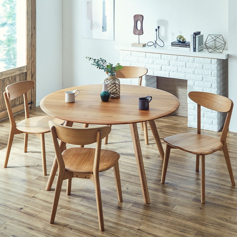 送料無料】 4人用 ダイニングセット 5点 円形テーブル(幅1200mm)+板座