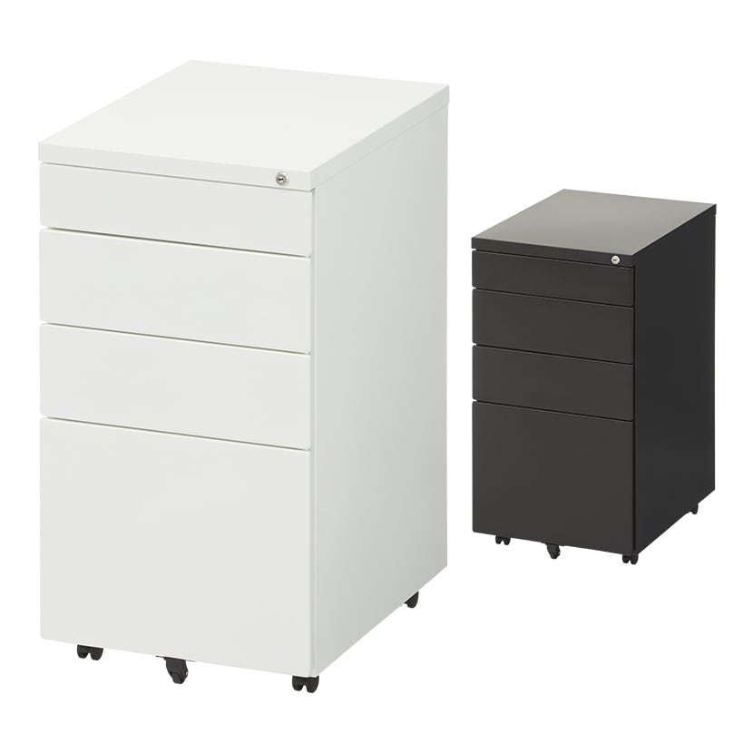 送料無料】 サイドワゴン 4段 ワゴン 鍵付きワゴン 下段フルオープン