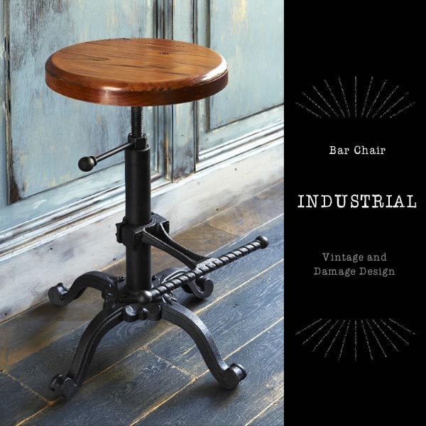 送料無料】 ハイレトロスツール バーチェア 幅450×奥行355×高さ540