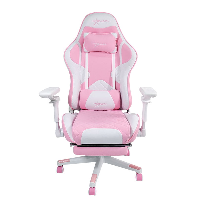送料無料】 E-WIN ゲーミングチェア ピンク ピンホールPUレザー 通気性