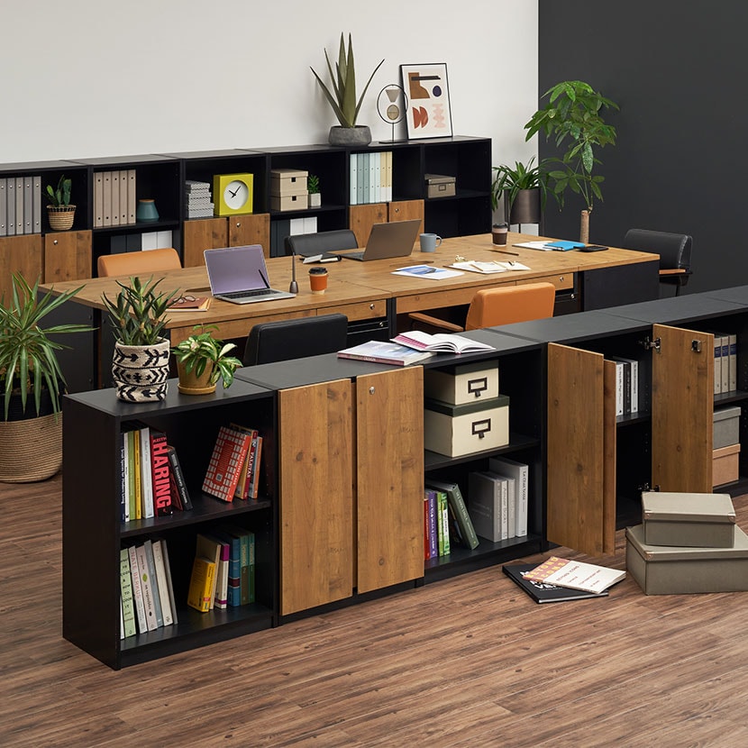 送料無料】 ペスパ2.0 木製キャビネット 5段 5段扉付き カギ付き ハイ