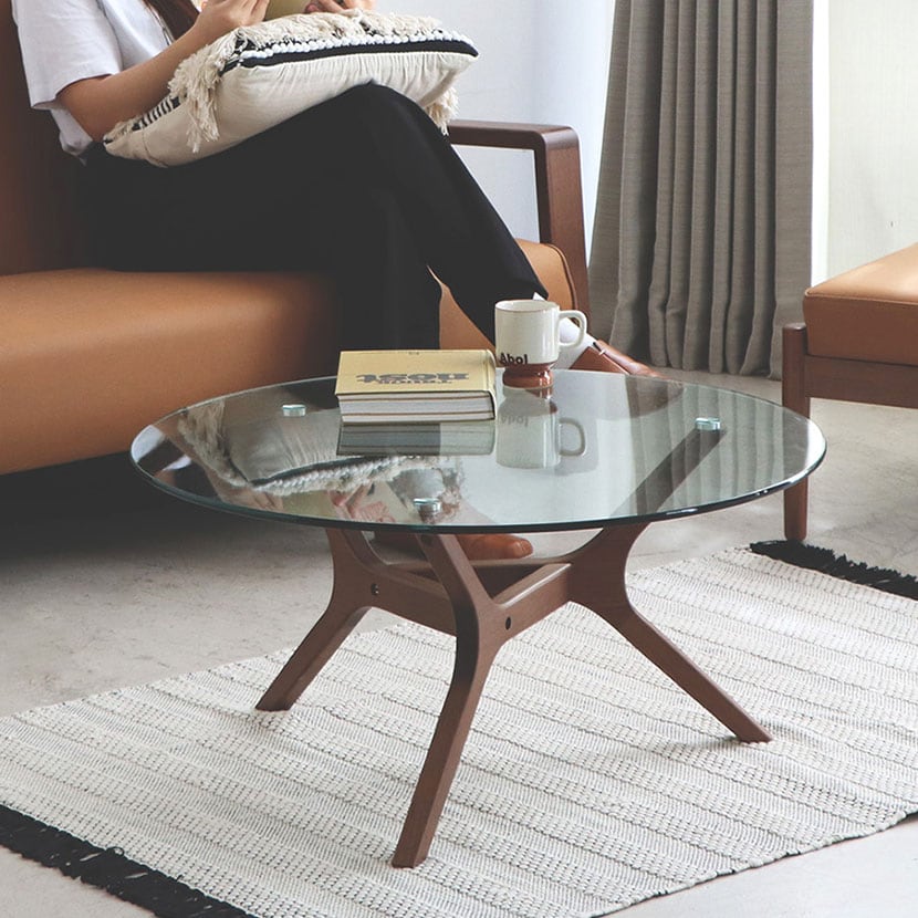 送料無料】 東馬 アモール ガラステーブル 幅800×奥行800×高さ400mmの