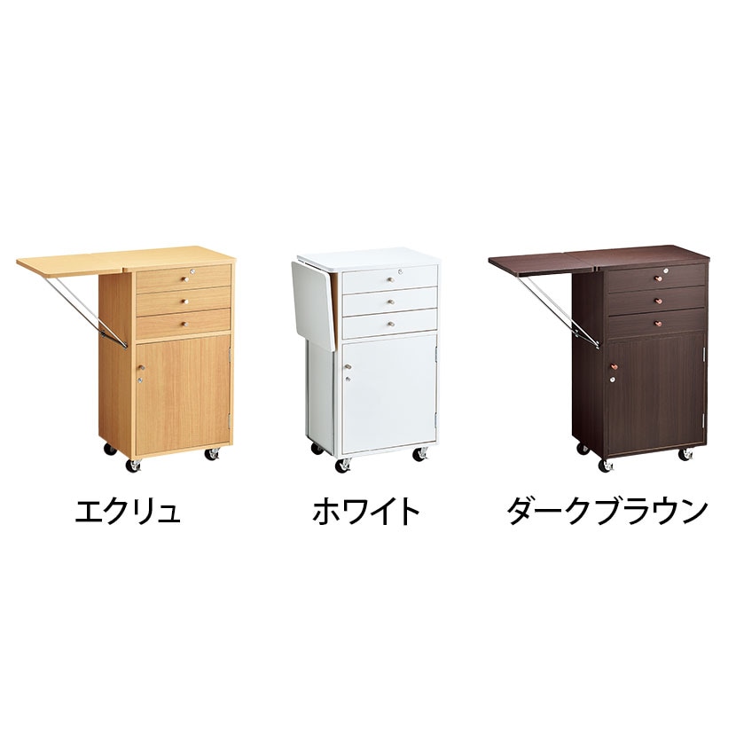 送料無料】 木製作業台 収納付き 鍵付き レジ台 カウンター キャスター