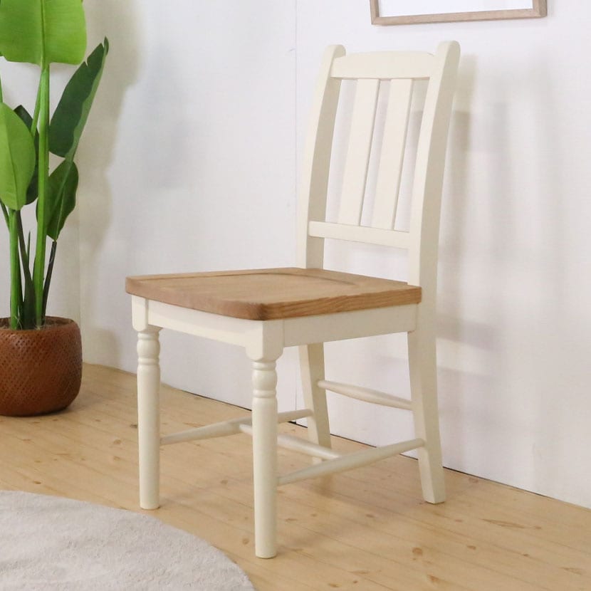 送料無料】 2脚セット ダイニングチェア 板座 フレンチカントリー 北欧