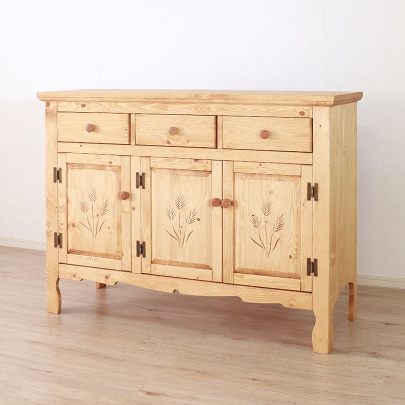 送料無料】 カントリーキャビネット サイドボード 引き出し付き 収納