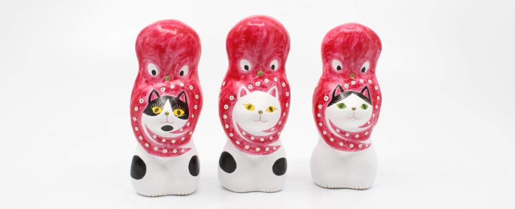 相良人形「猫に蛸」お取り寄せなら上杉城史苑ネットショップへ！／米沢