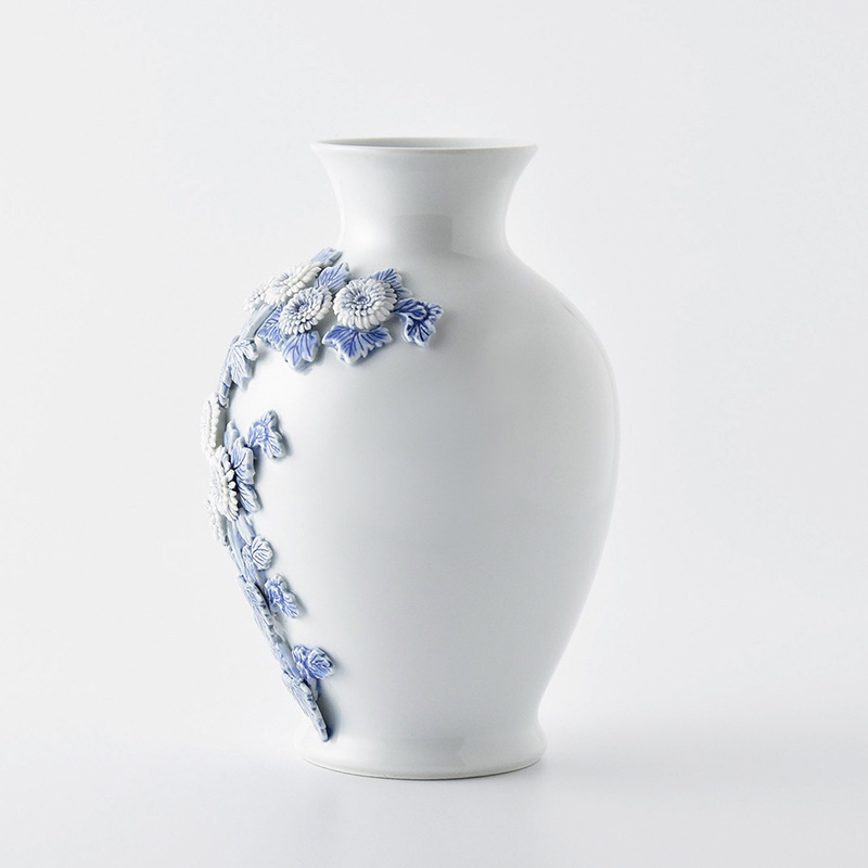 平戸洸祥団右ヱ門窯】平戸菊花飾 染付 花瓶 | 三川内焼オンライン