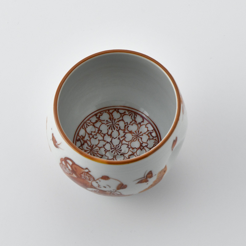 陶房義窯】色絵 赤桜唐子絵 小鉢 | 三川内焼オンライン・ショップ