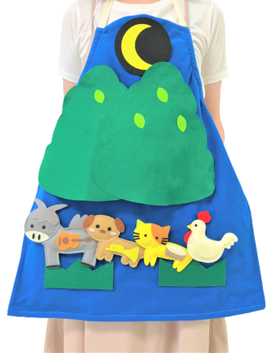 おはなしエプロンのブレーメンのおんがくたい|てくてくもSHOP