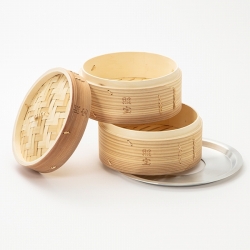 照宝 杉せいろ 二段 蒸し板セット24cm | 中華街 照宝