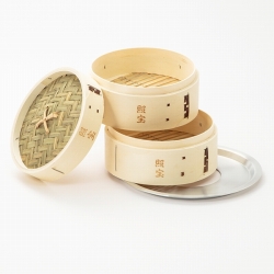 照宝 白木せいろ二段 蒸し板セット18cm | 中華街 照宝