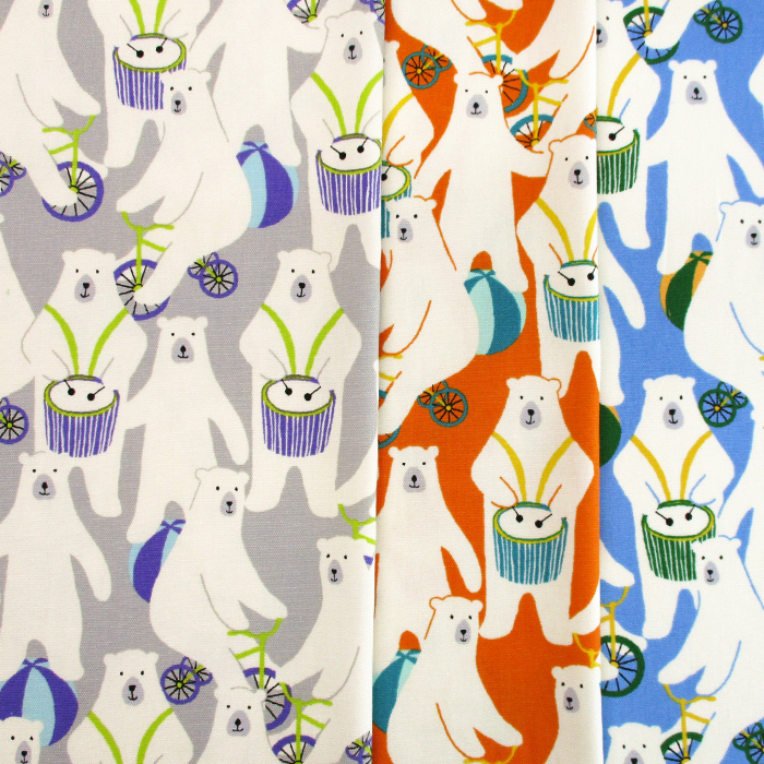 SALE】オックスプリント シロクマサーカス 110cm巾 動物|くま | ひなた