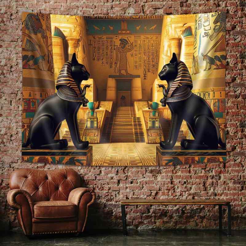 楽天市場】タペストリー 古代エジプト 猫 神秘 ピラミッド 神殿