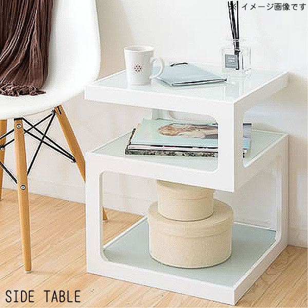 楽天市場】ガラスサイドテーブル のみ 高さ52.5cm 四角 キューブ型