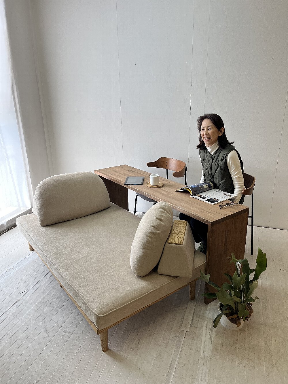 楽天市場】テーブル付ソファ GITA 受注生産 選べる 肘無しソファ 木