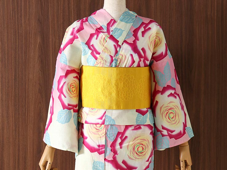 楽天市場】[ 浴衣 セット ] 浴衣 帯 2点セット ローズ（ピンク/6TSY-21