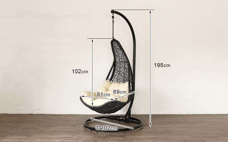 楽天市場】【開梱設置無料】 ハンギングチェア クッション付き