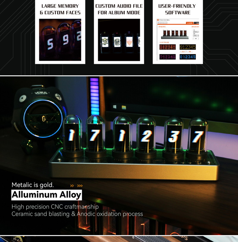 楽天市場】ニキシー管時計 発光管時計 レトロ モダン 置き時計