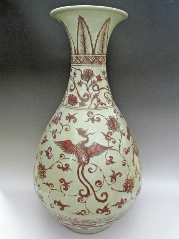 景徳鎮 釉裏紅麒麟鳳凰文瓶