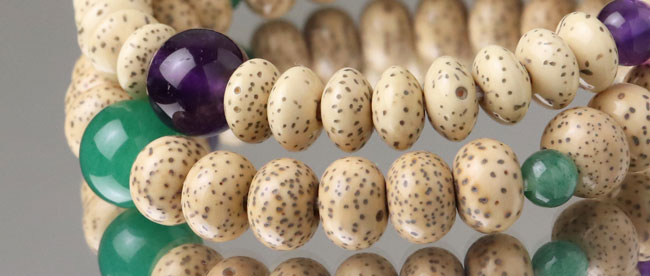 限定値下　伝統工芸 仏教美術 数珠　星月菩提珠　珊瑚仕立　未使用 新品　1668 星月菩提樹 ローズクォーツ 仕立て 梵天カガリ房（白色） 日蓮正宗