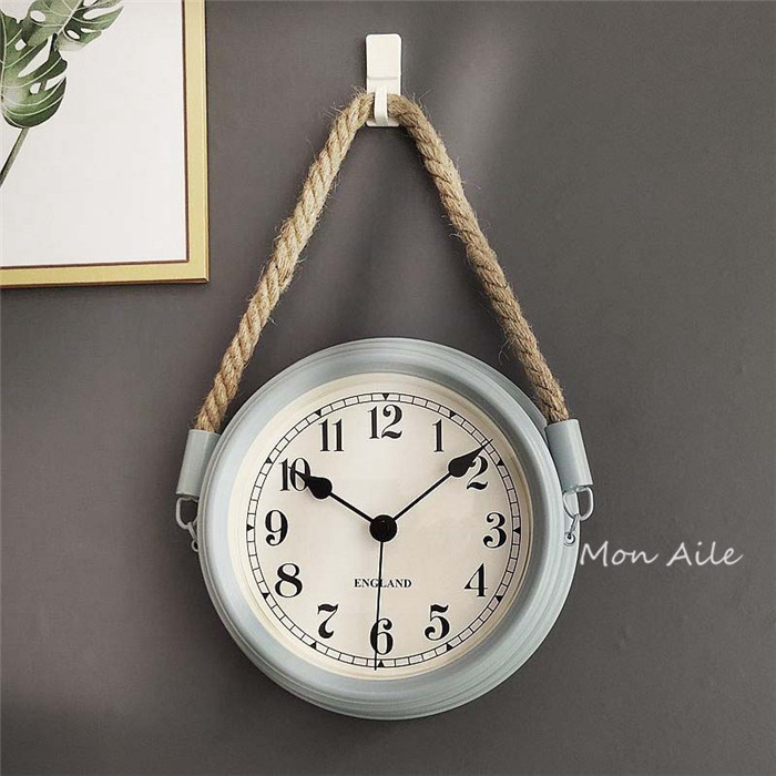 楽天市場】壁掛け時計 アンティーク 20cm ロープ 吊り下げ シャビー