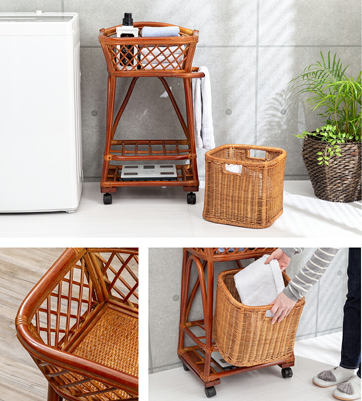 楽天市場】東京ラタン 天然籐2段ランドリー 2段ランドリーバスケット