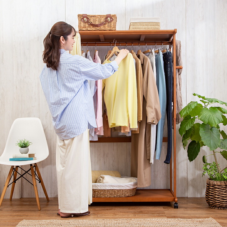 ヤマダモール | ハンガーラック 天然木 木製 フレーム 幅110cm