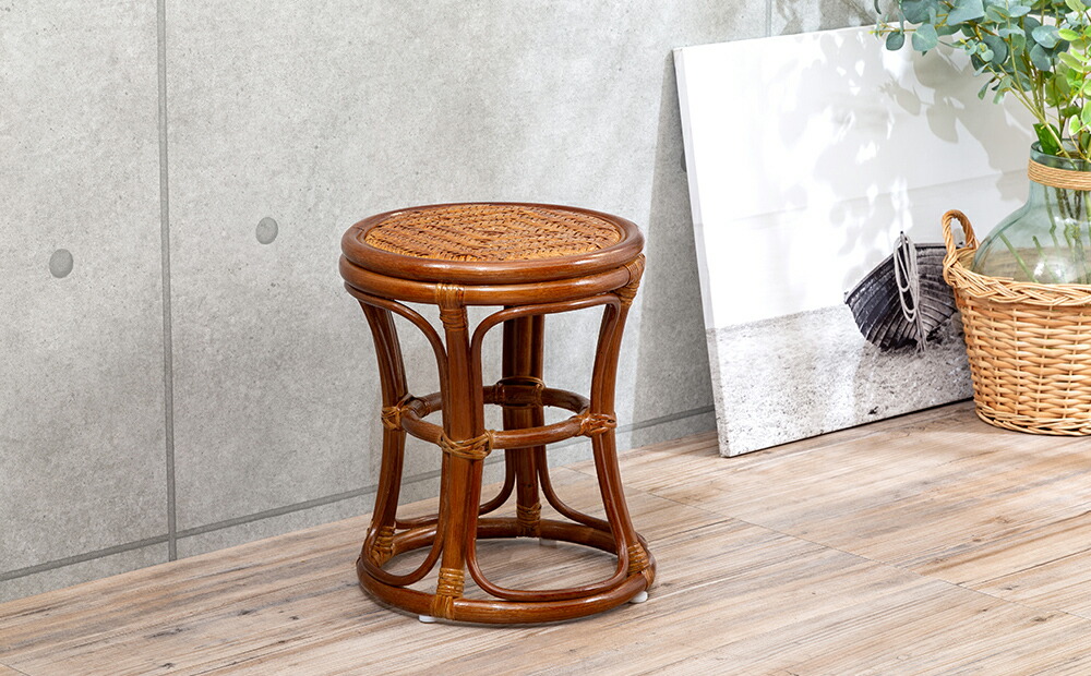 楽天市場】NEW天然籐スツール ラタンスツール スツール椅子 丸 椅子