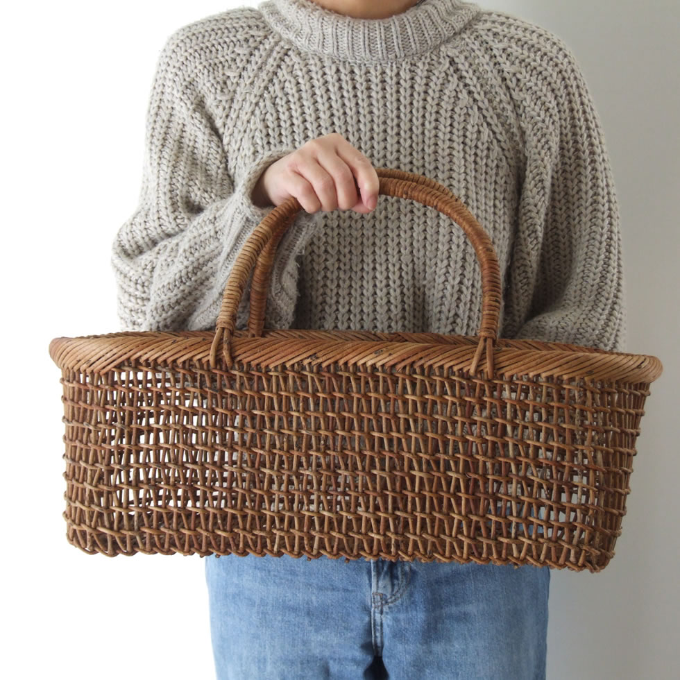楽天市場】秋田県 あけび蔓細工 あけびかご 手提げかご 特上透かし編み