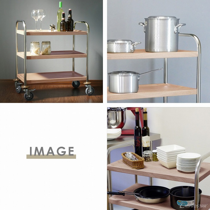 強度証明も取得したKIPROSTAR業務用ステンレス製キッチンワゴン3段 PRO