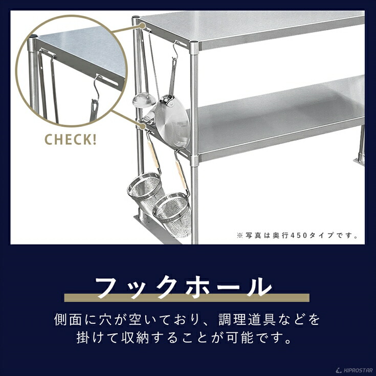 作業台に取付ける収納棚、KIPROSTAR業務用ステンレス製置き棚