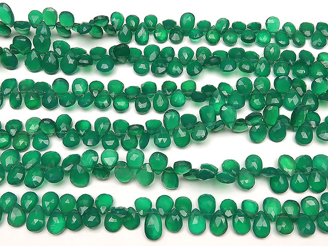 楽天市場】グリーンオニキス ペアシェイプカット 7～10mm【1連販売