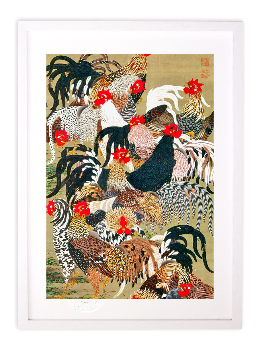 楽天市場】版画 絵画 名画 日本画 葡萄双鶏図 (ぶどうそうけいず