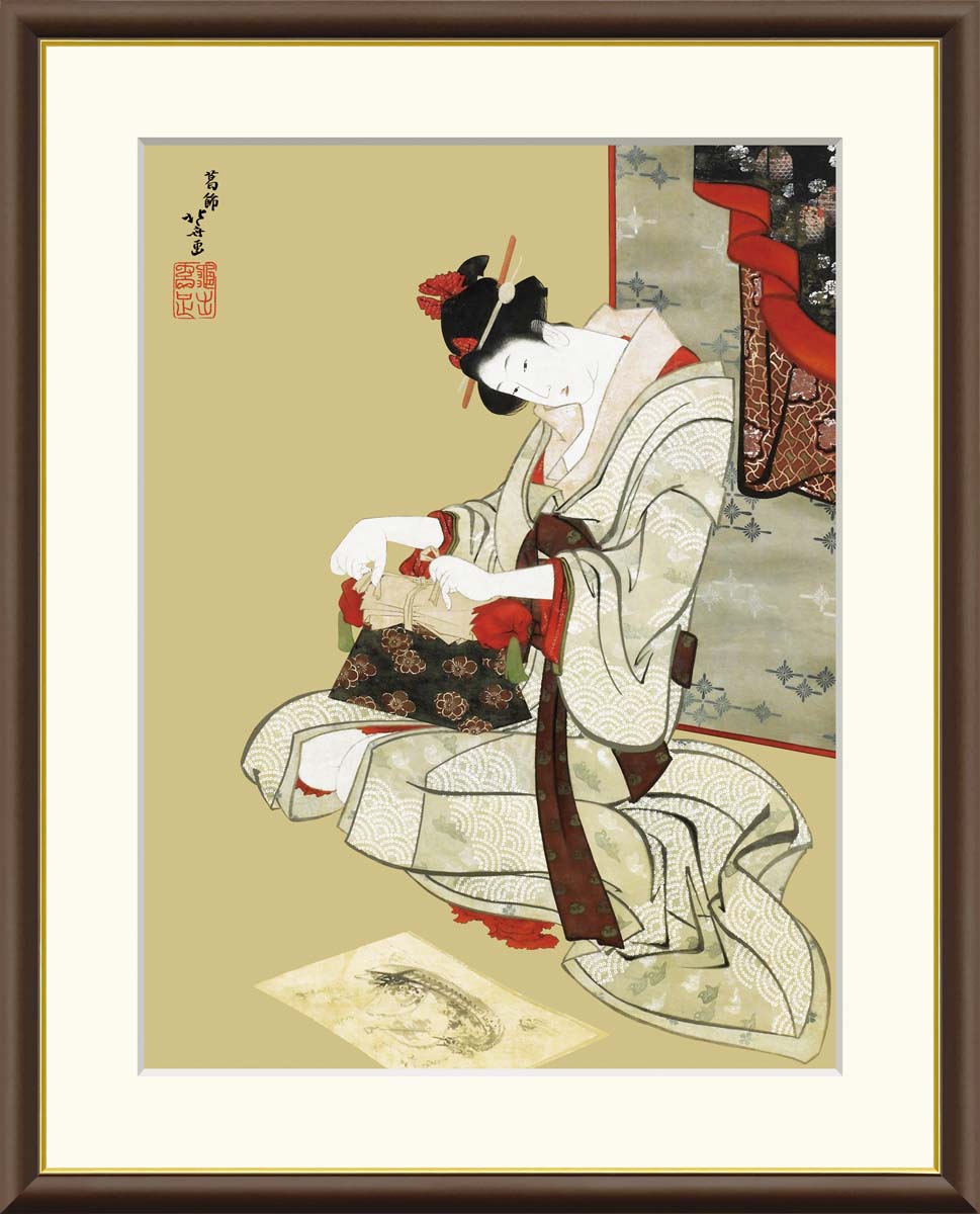 楽天市場】10年保証 名画 油絵 年始回りの遊女図 葛飾北斎 手彩仕上 高