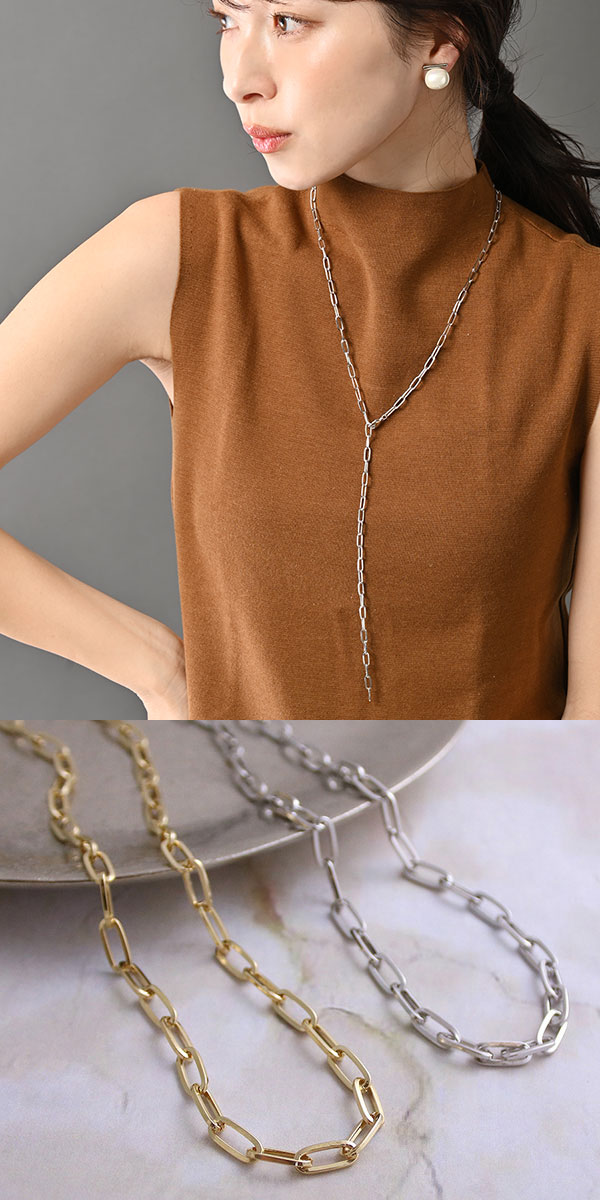 楽天市場】ロングチェーンネックレス ラリアット カジュアル シンプル