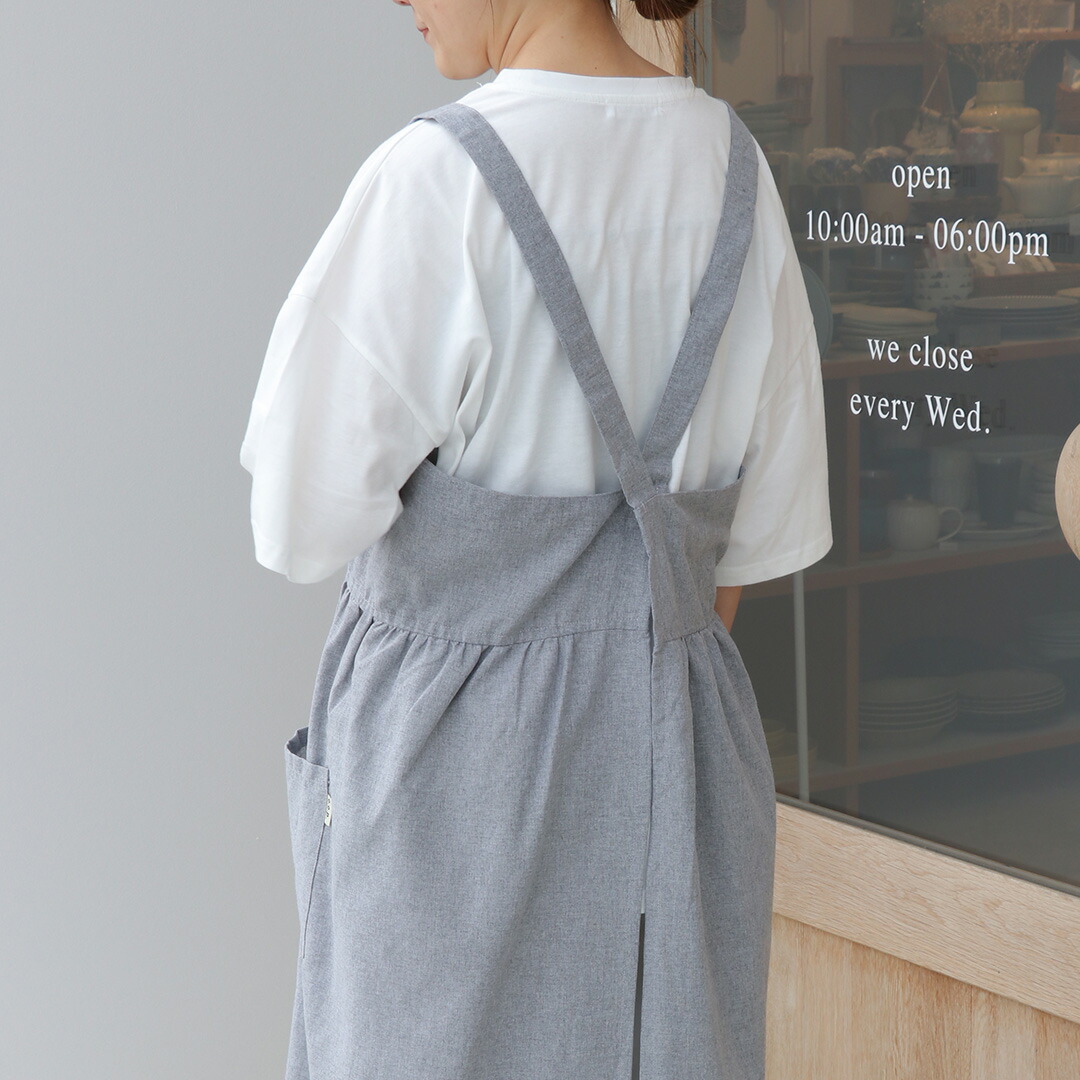 楽天市場】フレア ギャザー クロス エプロン バッククロス ワンピース