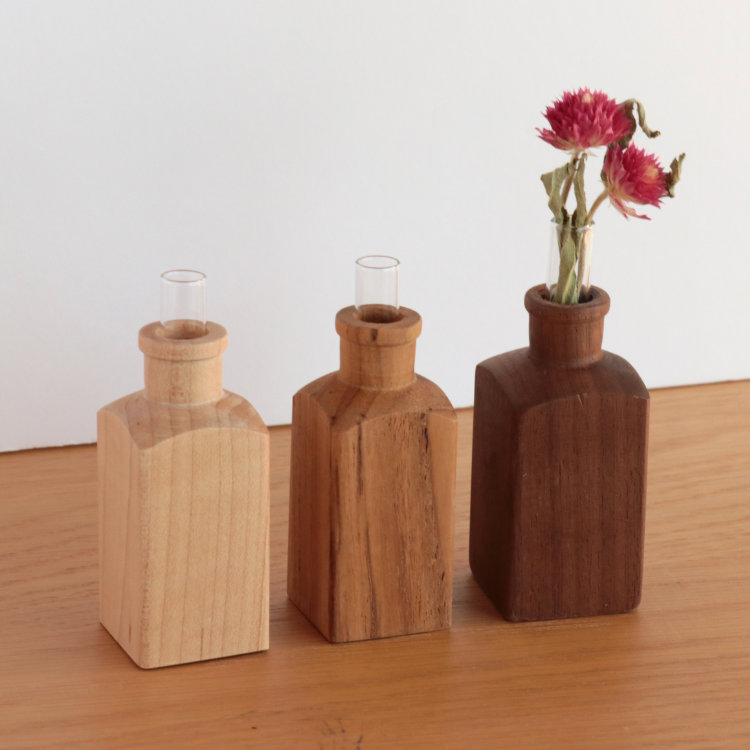 楽天市場】チーク ウッドボトル フラワーベース 一輪挿し チーク お花