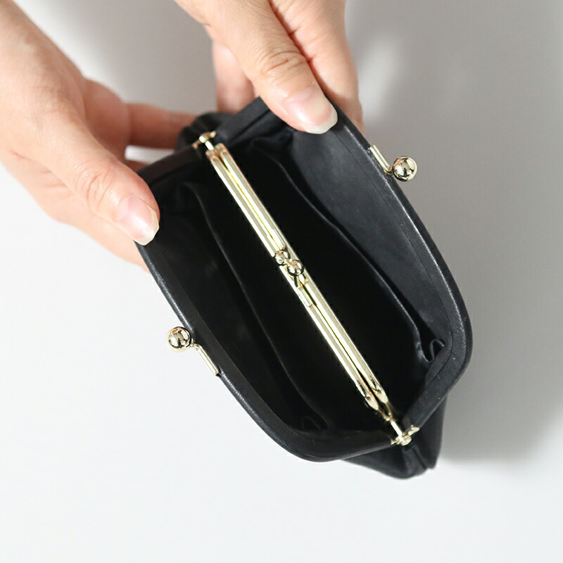 楽天市場】StitchandSew 小さながま口のお財布 ブラック 牛革を用いて