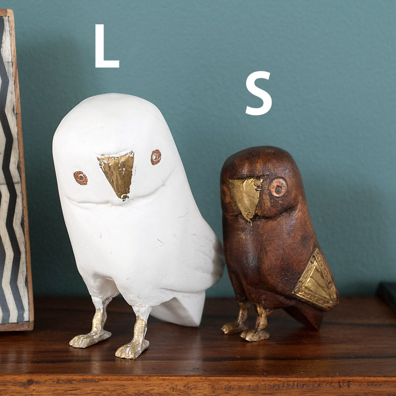 楽天市場】フクロウ スモール オブジェ ふくろう ウッド 真鍮 高さ8.5