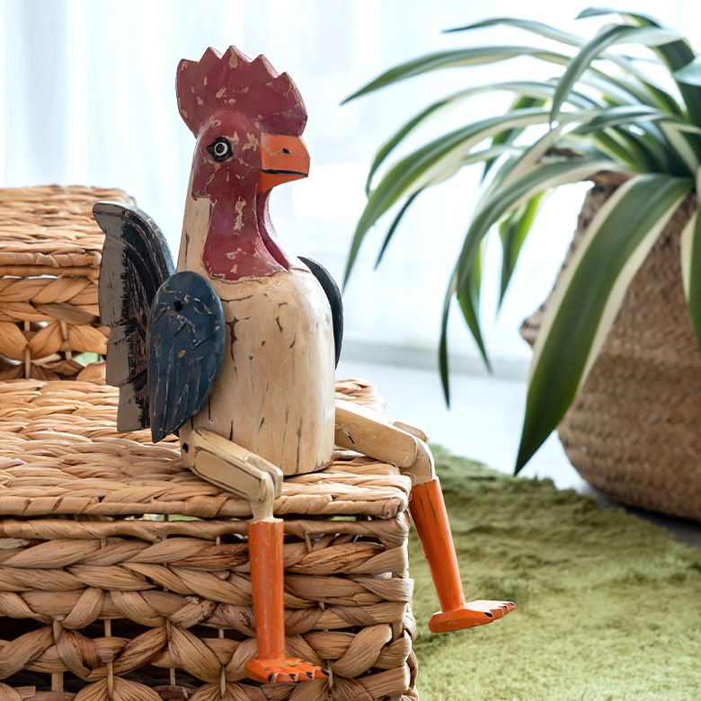 楽天市場】手足が動かせる木彫りのパペット人形 ニワトリ バリ島の