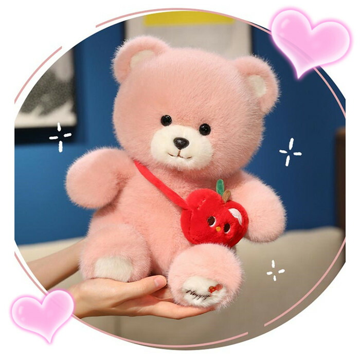 楽天市場】りんごショルダー付きくまさんぬいぐるみ ふわふわな