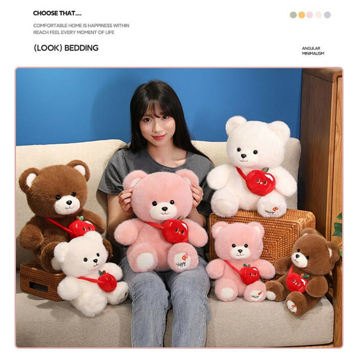 楽天市場】りんごショルダー付きくまさんぬいぐるみ ふわふわな