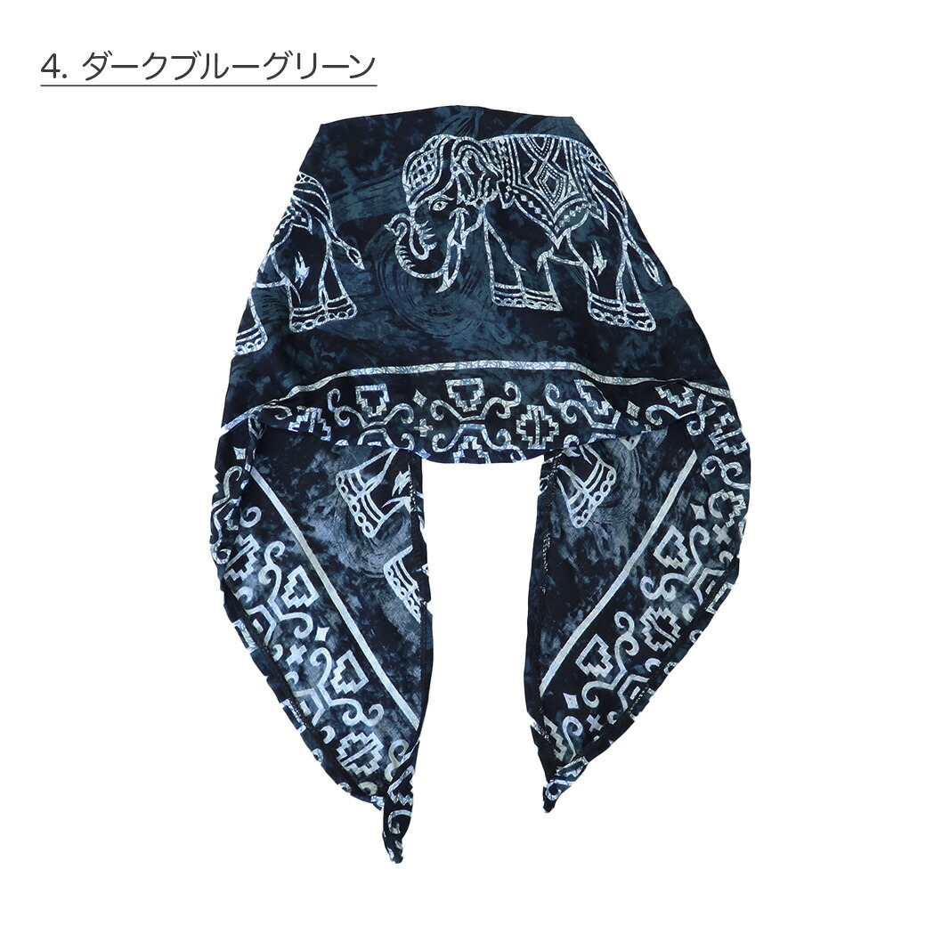 楽天市場】壁画象柄 バンダナ ユニセックス バンダナ ゴム 三角巾