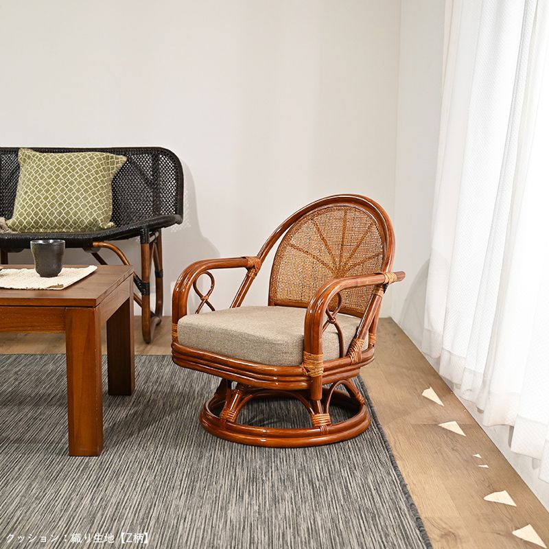 楽天市場】ラタン回転チェア 座面高28cm ローチェア ミドルタイプ ロー