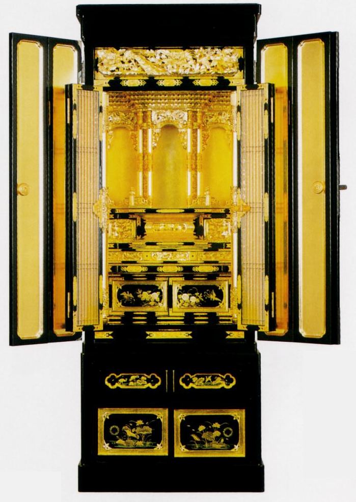楽天市場】金仏壇：【京型高台みさと大阪欄間15号】金箔仏壇（仏具別