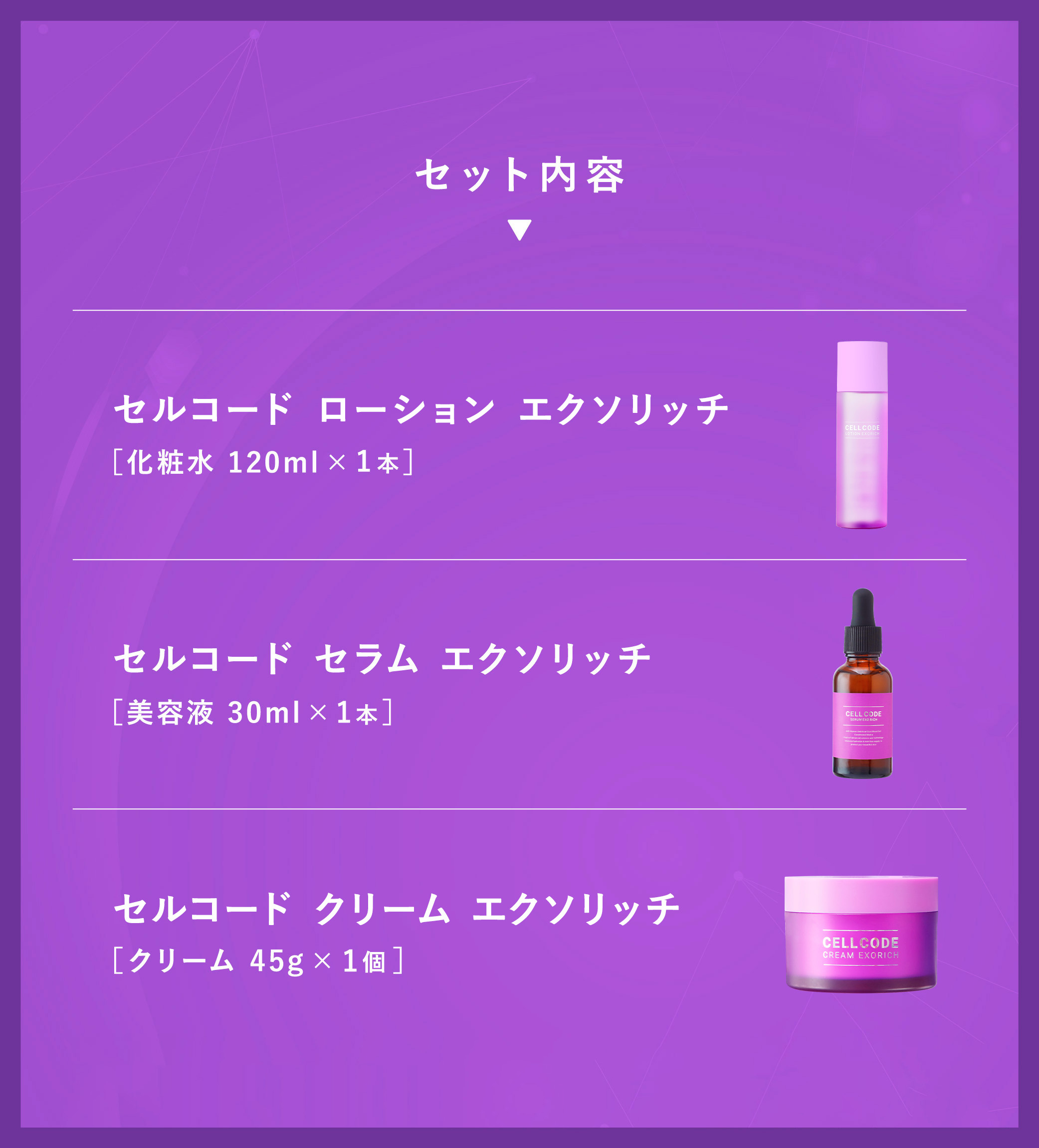 楽天市場】エクソソーム 配合 スキンケアセット 【セルコード 基本