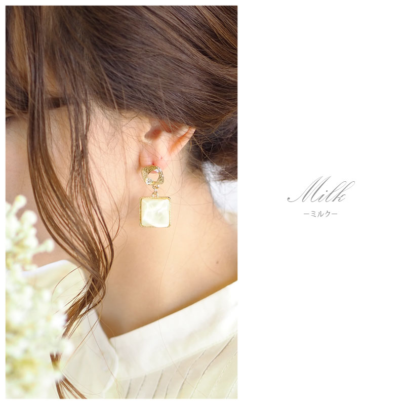 楽天市場】【550円福袋チケット対象】スクエア ピアス 水面カボション