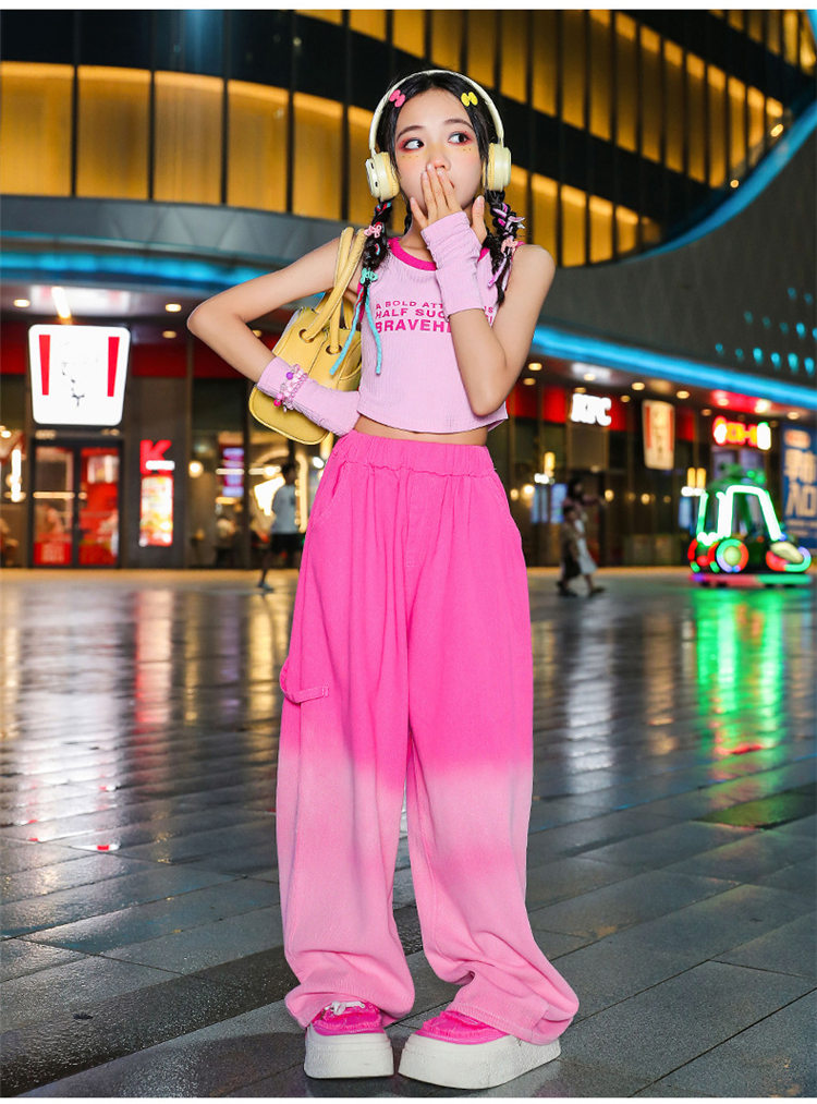 楽天市場】キッズ ダンス衣装 タンクトップ へそ出し ピンク 可愛い